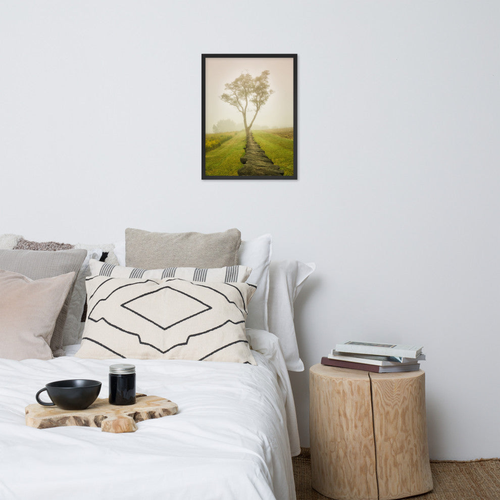 Calming Morning Rural Landscape Framed Photo Paper Wall Art Prints, Black, 18" X 24"