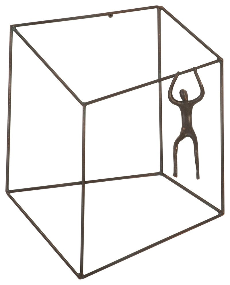 Modern Man Wall Art Sculpture Cube, Minimalist Hanging Square Geometric Flat