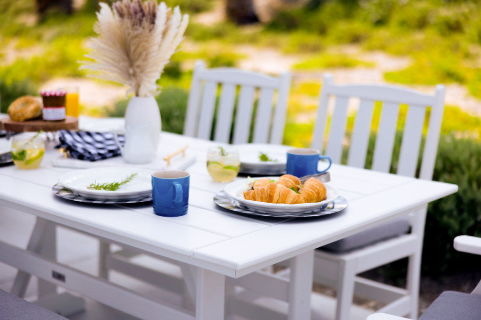 Tuscany Sling Swivel Dining Set, White, 7-Piece