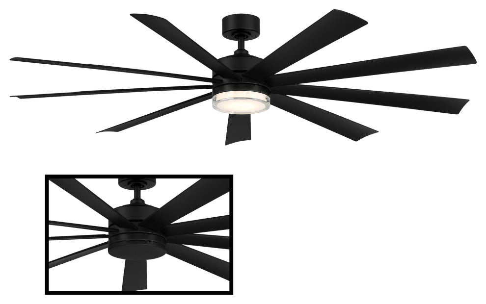 Wynd XL Indoor/Outdoor Smart Ceiling Fan, 72", Matte Black, 2700K Light Kit