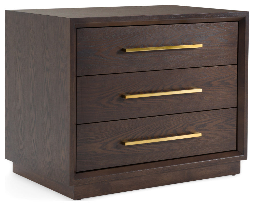Modrest Manhattan Contemporary Cherry and Gold Nightstand