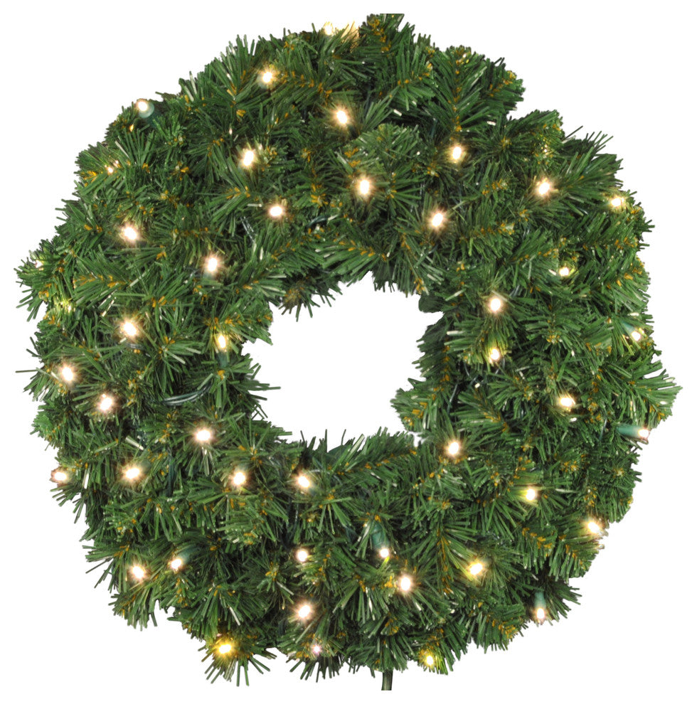2' Pre-Lit Battery Operated Warm White LED Sequoia Wreath