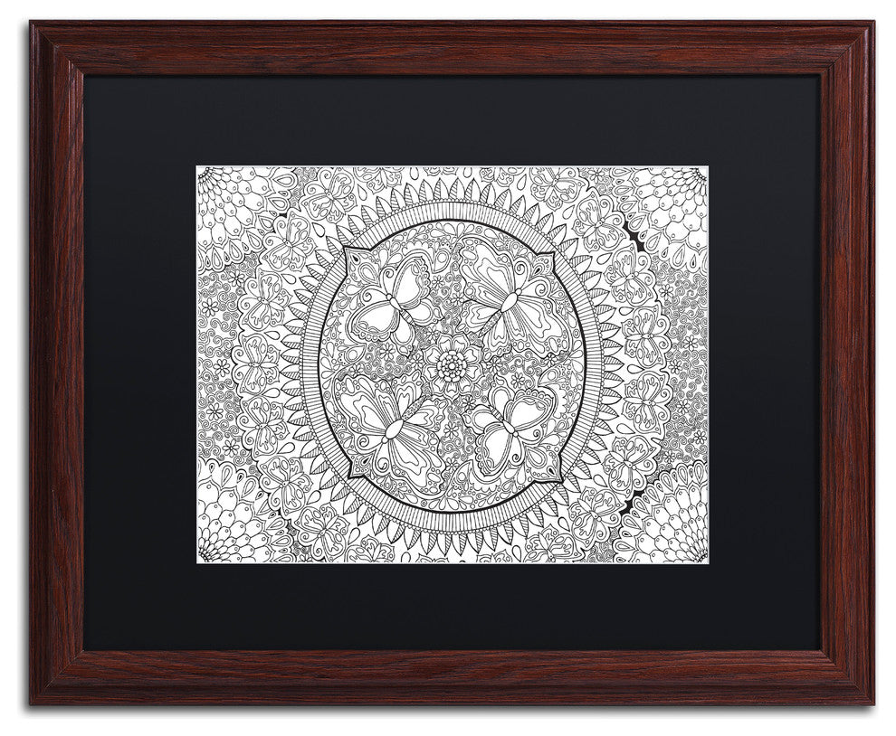 Hello Angel ''Butterfly Party Mandala'' Art, Wood Frame, Black Mat, 20x16