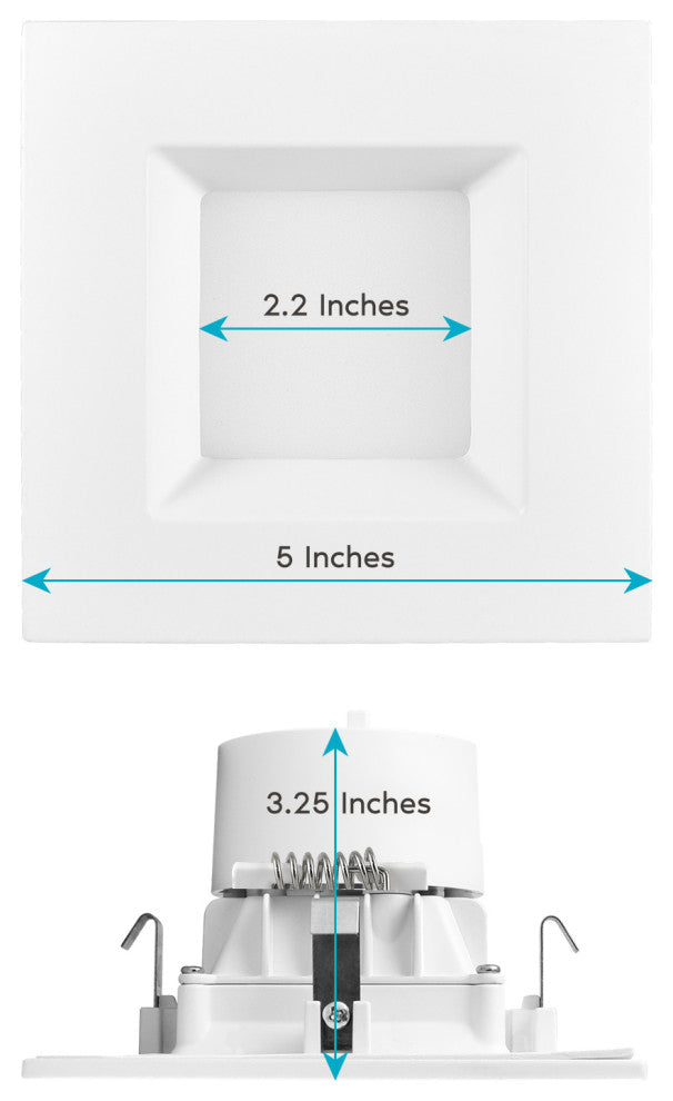 4" Square Recessed LED Lights 5 CCT Dimmable 750lm 6-Pack