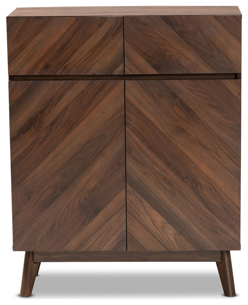 Hugo Mid-Century Shoe Cabinet, Walnut Brown