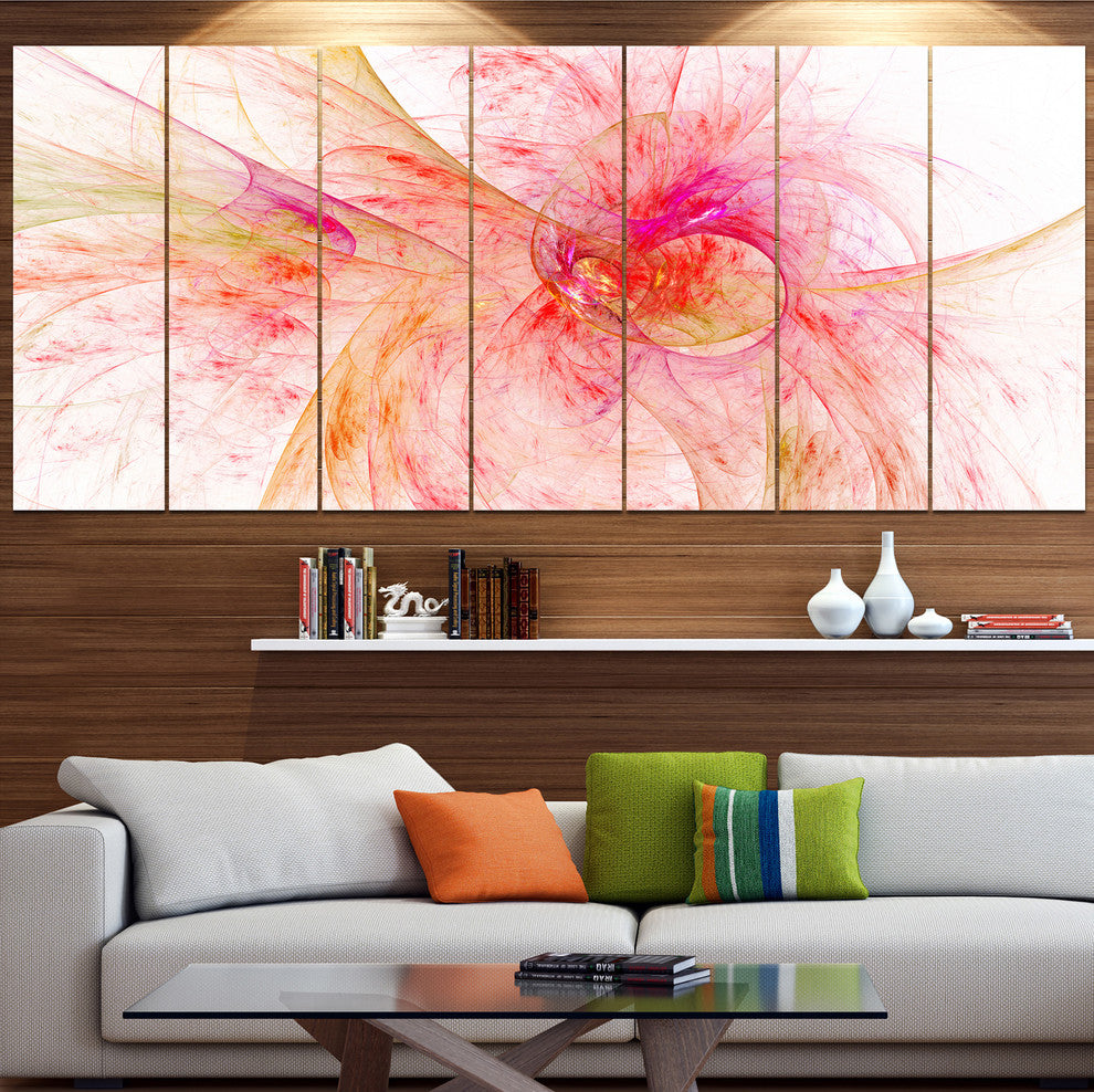 Pink Fractal Abstract Illustration, Abstract Canvas Art Print, 83"x32", 7 Panels