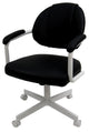 Set of 4, M-70 Swivel Tilt Dining Caster Chairs, Black Vinyl on White Chairs