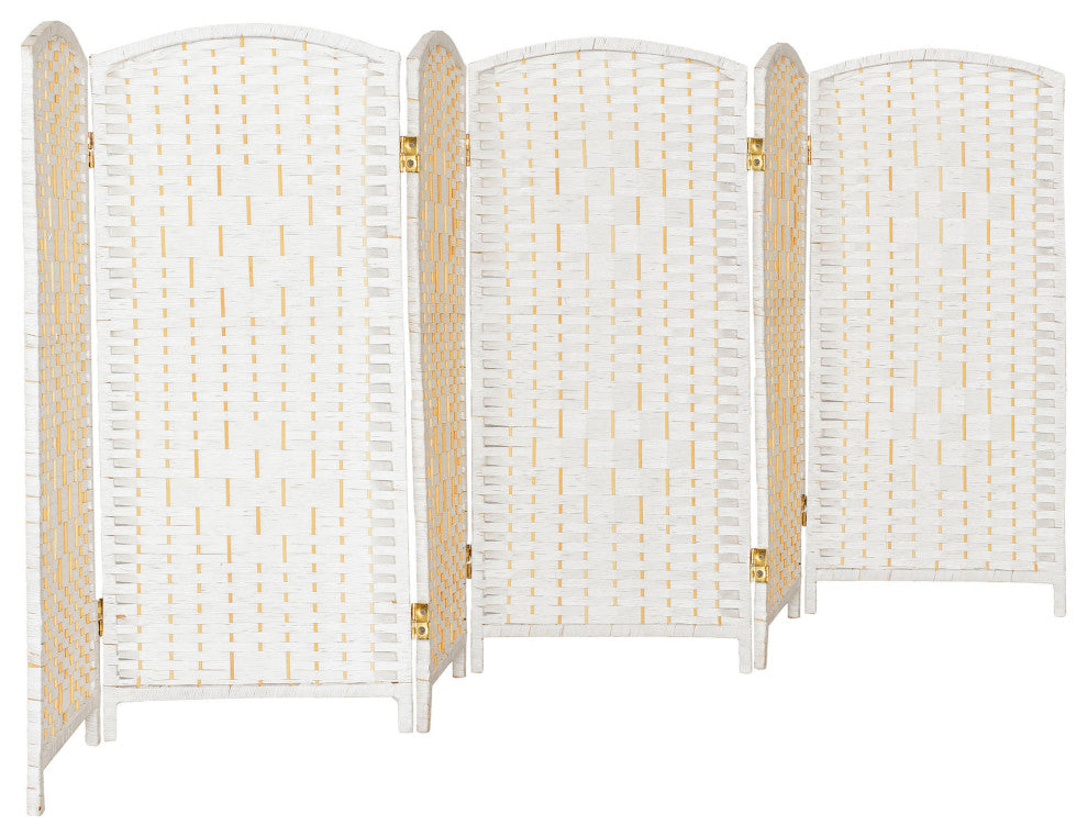 3 ft. Short Diamond Weave Fiber Room Divider White 6 Panel