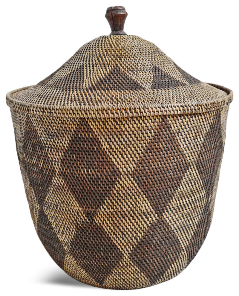Diamond Tea Stained Basket WithLid