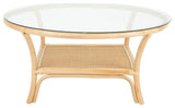 Visayas Rattan Coffee Table with Glass Top, Natural