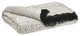 Benzara BM232948 Polyester Chenille Blend Throw With Fringe Details, Black/White