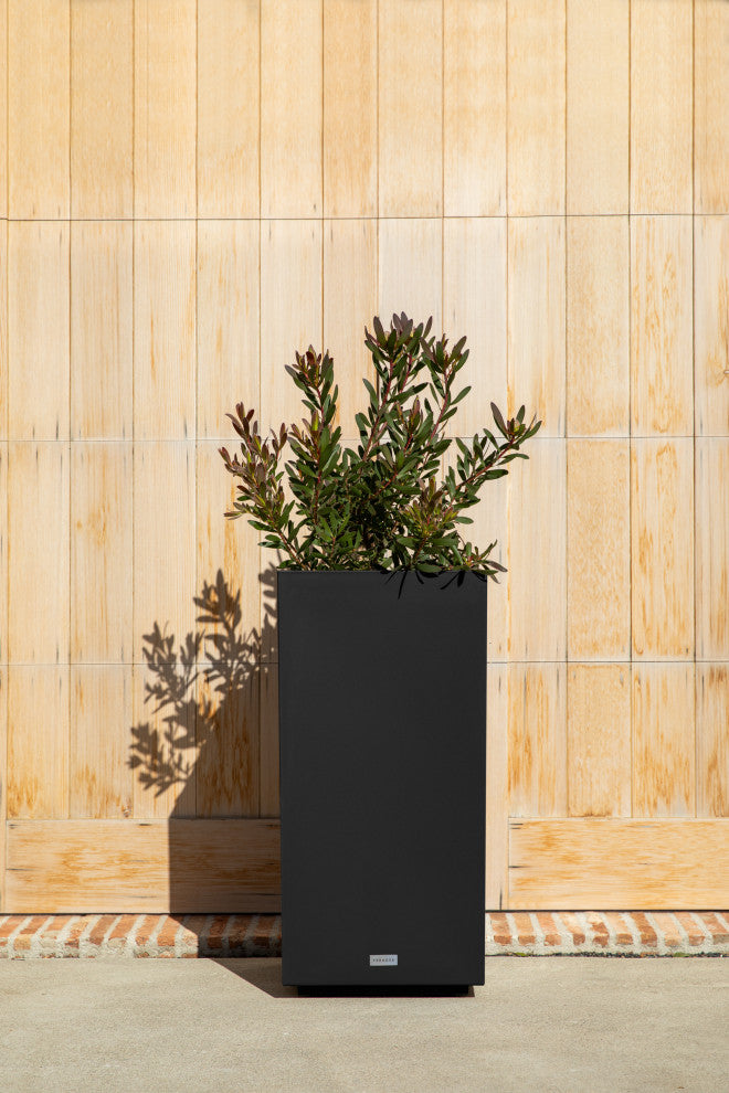 Veradek Block Series Pedestal Planter, Black, Tall