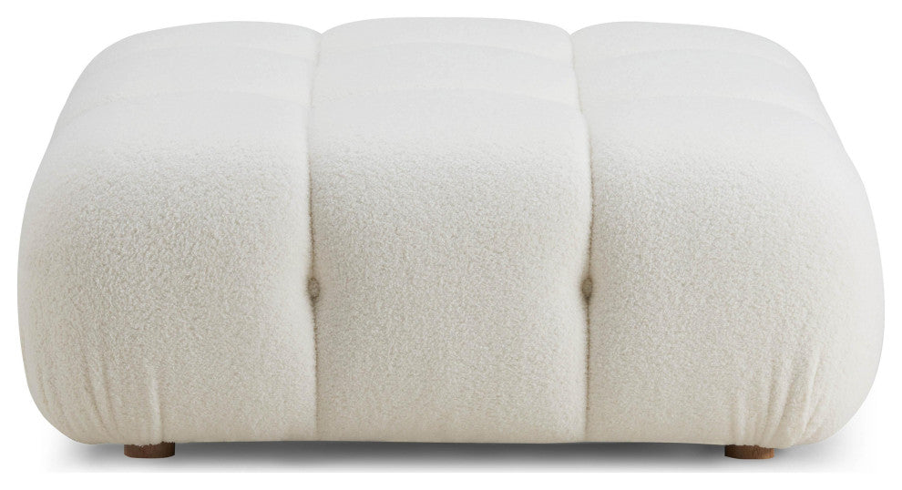 Calliope Cream Vegan Shearling Modular Ottoman - Cream