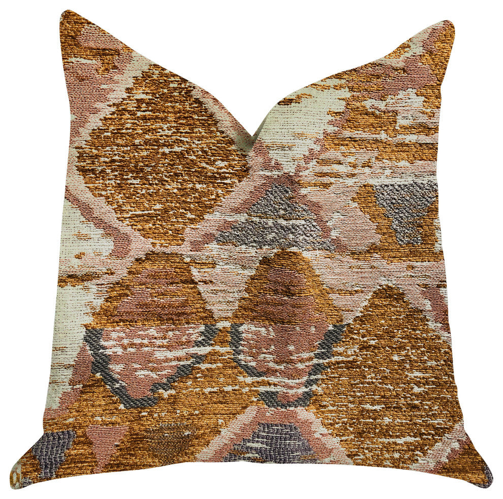 Mira Oasis Shades of Brown Luxury Throw Pillow, 26"x26"
