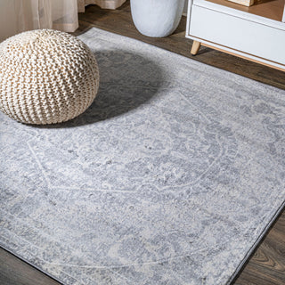 Modern Persian Medallion Gray/Ivory 5' Square Area Rug