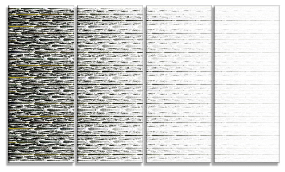 White Symmetrical Fractal Flower, Abstract Canvas Art Print, 48"x28", 4 Panels