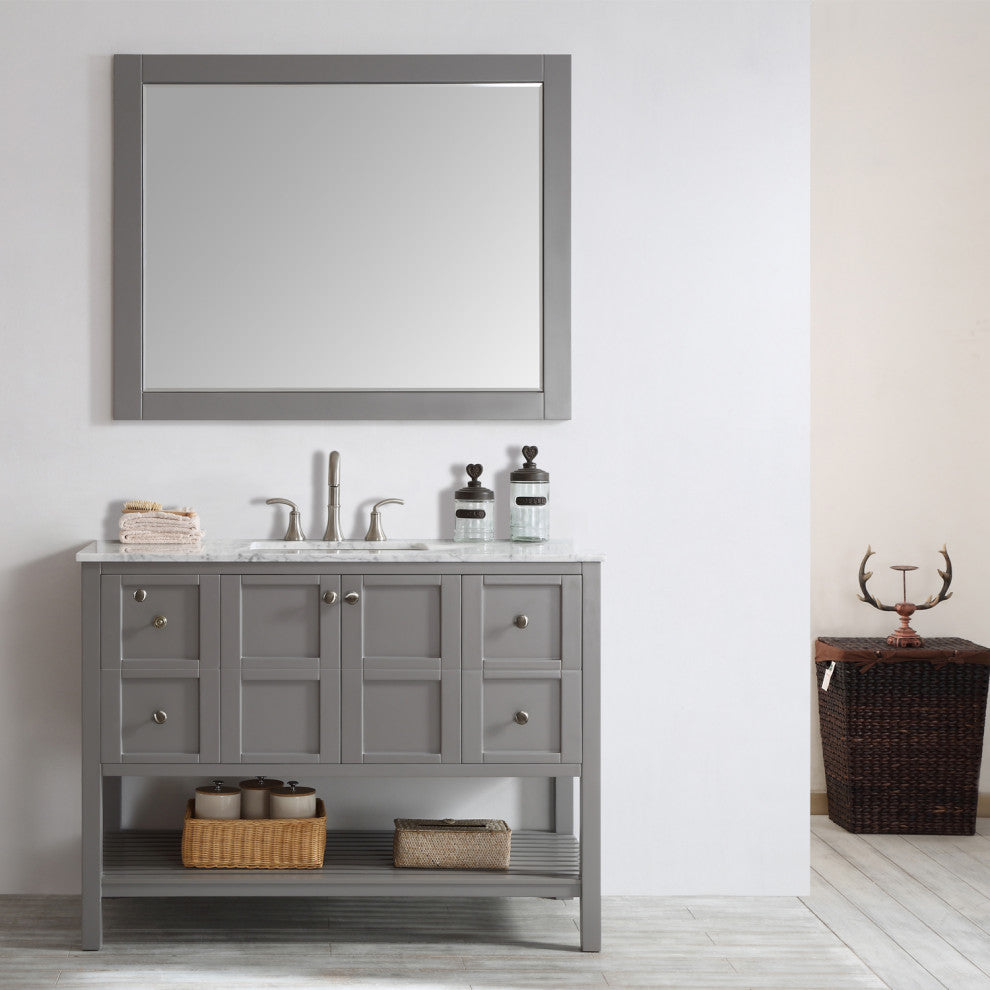 Florence 48" Single Vanity, Gray, With Mirror