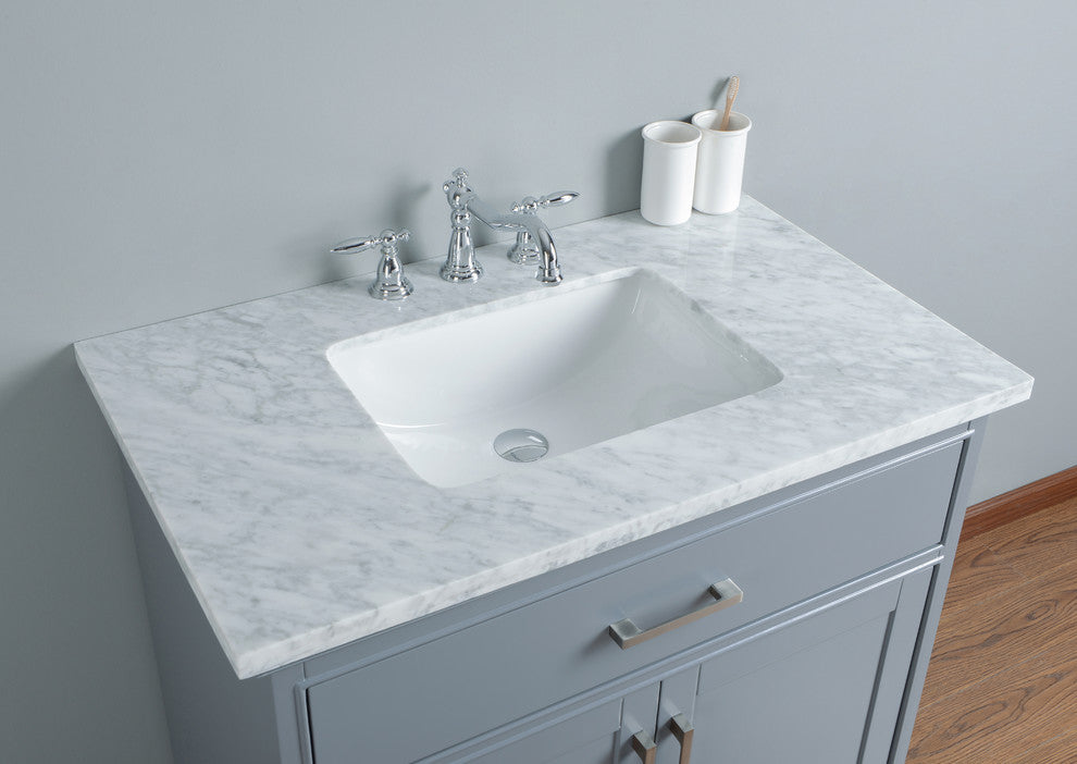 Stufurhome Leigh Bathroom Vanity, Gray, 36" Single Sink
