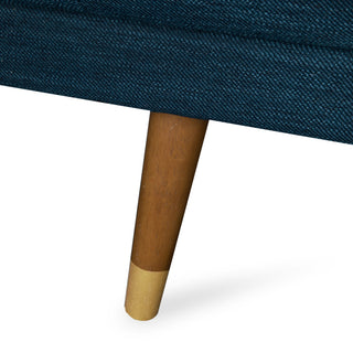 GDF Studio Aidan Mid Century Modern Tufted Fabric Sofa, Navy Blue/Dark Walnut