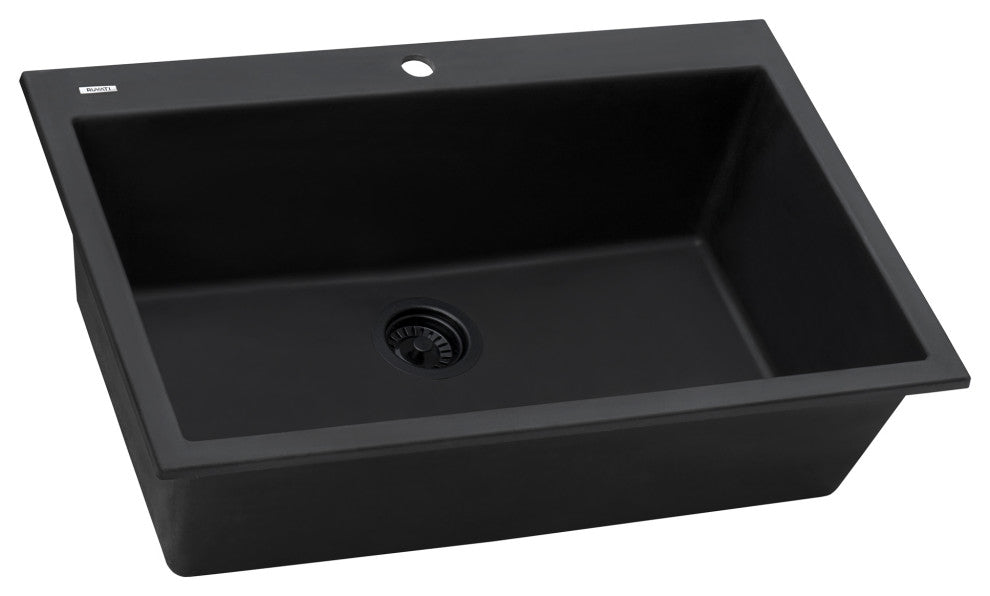 30-inch inch Dual-Mount Granite Composite Sink - Midnight Black - RVG1030BK