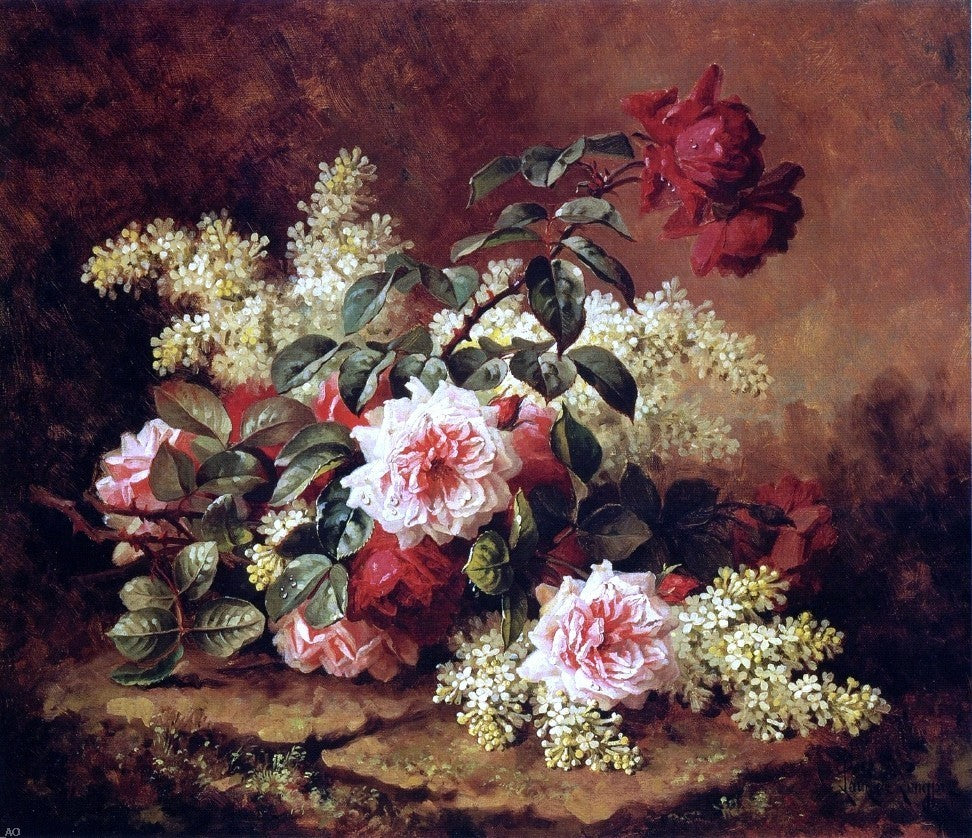 Raoul Paul Maucherat De Longpre Roses and Mahogany Wall Decal Print