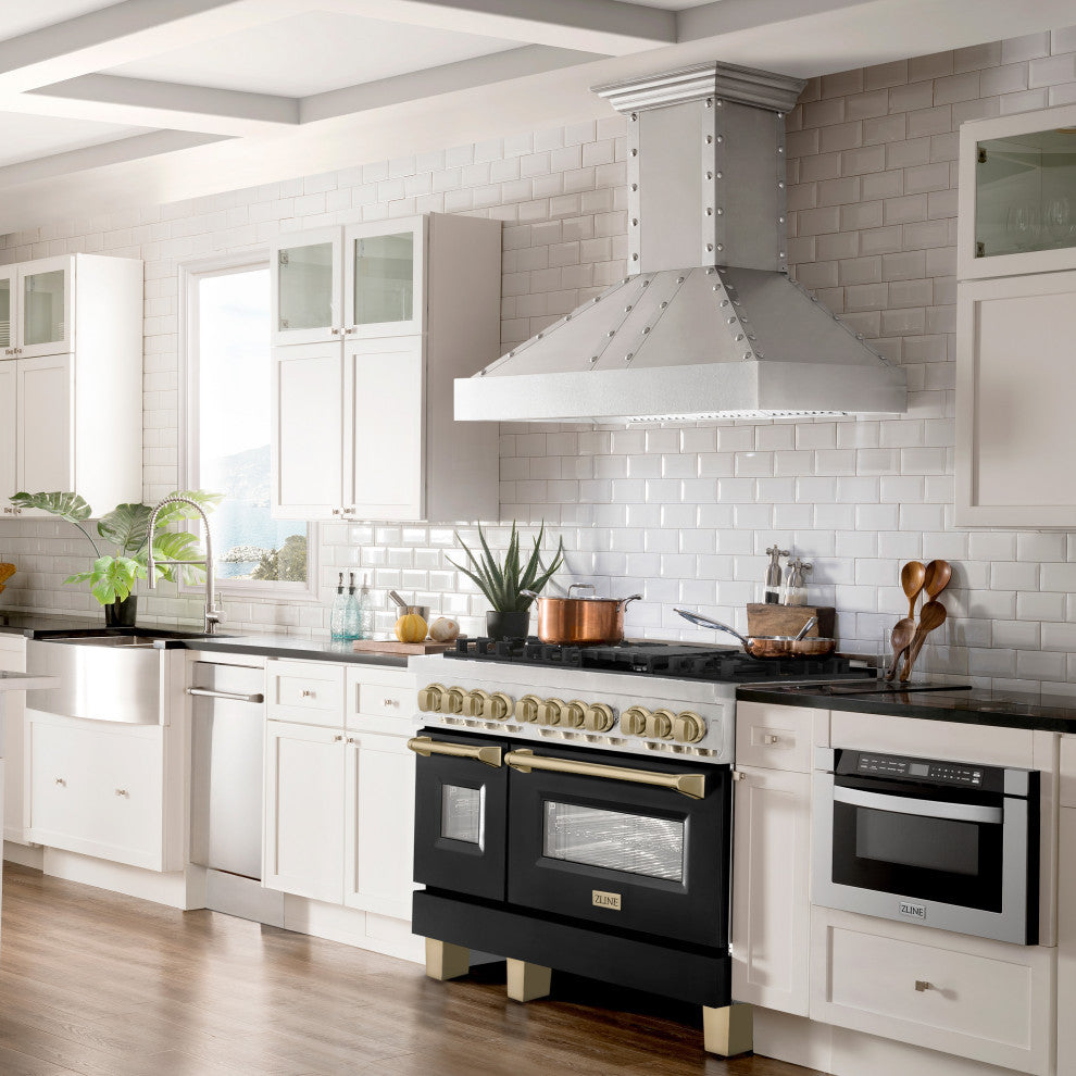 48" Dual Fuel Range, Stainless With Black and Champagne RAZ-BLM-48-CB