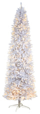 9' Slim White Artificial Christmas Tree With 600 White LED Lights/1860 Branches