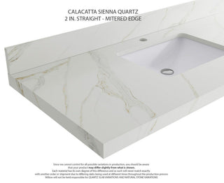 Nashville 60" Double Bathroom Vanity, White 2" Calacatta Sienna