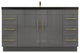 Rosa 60" Free Standing Modern Vanity, High Gloss Gray, Matt Black Top