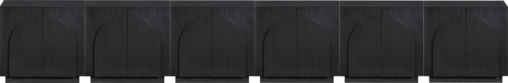Navona Oak Veneer Sideboards / Buffet, Black, 6pc