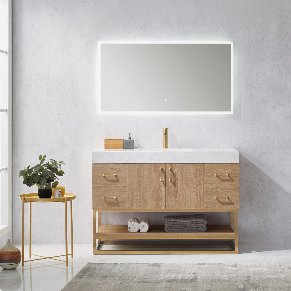 Alistair Vanity, North American Oak, 48 Inch, With Mirror