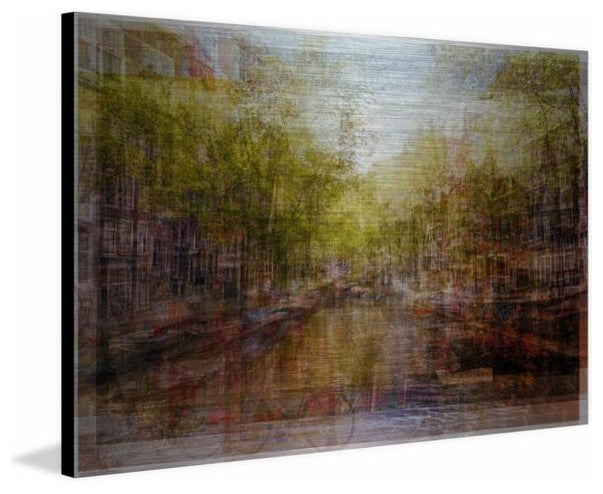"Amsterdam Channels" Painting Print on Brushed Aluminum, 36"x24"