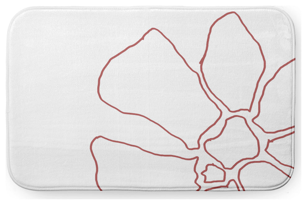 24" x 17" Petal Lines Bathmat, Coral/White