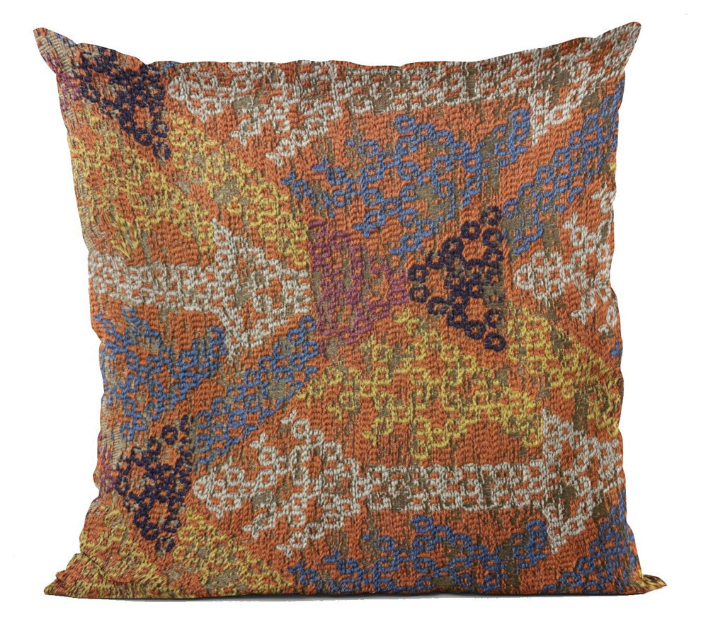 Plutus Multi-Color Lines Fret Luxury Throw Pillow, 16"x16"