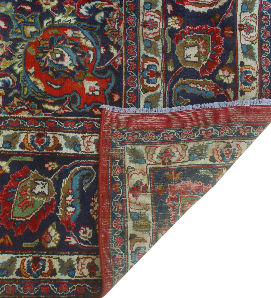 Fine Vintage Distressed Netice Red/Navy Rug, 9'8 x 12'8