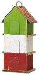 Three-Tiered Distressed Solid Wood Birdhouse