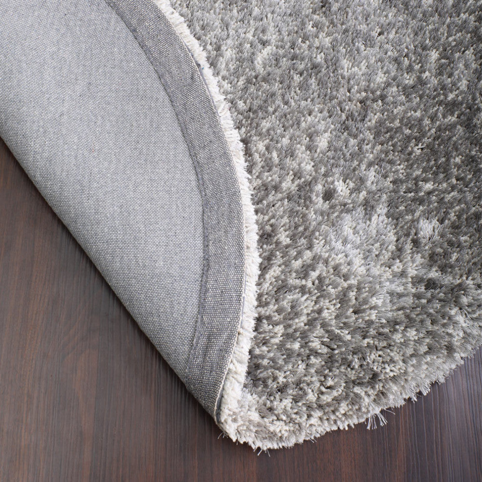 HAND TUFTED SHAG POLYESTER ECO-FRIENDLY AREA RUGS -Gray White Color,Solid Design