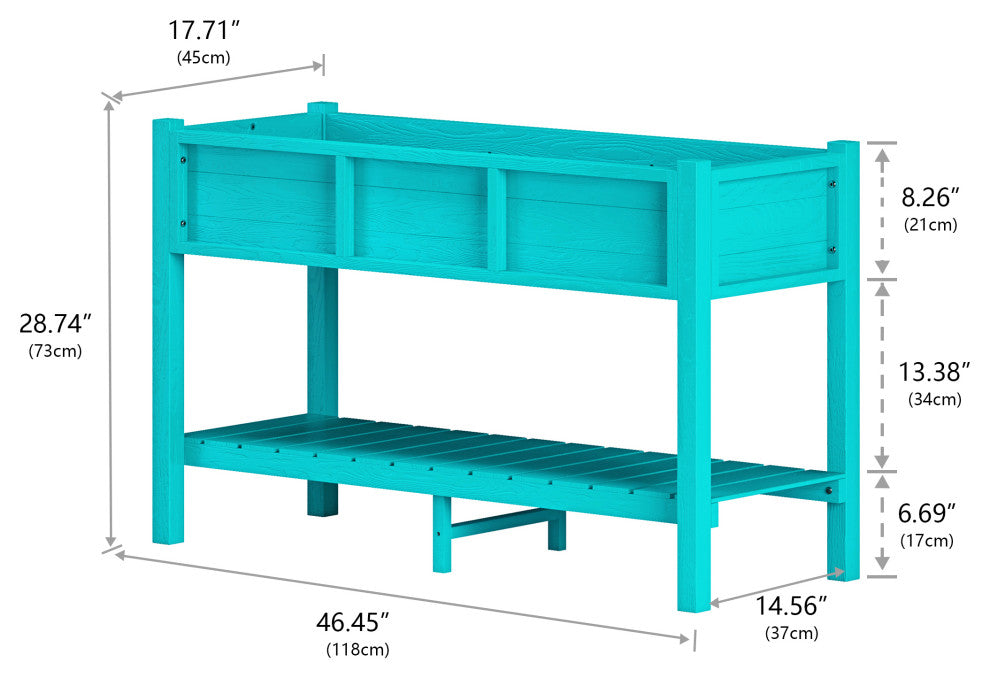 Rectangular Garden Planter Box Raised Garden Bed for Outdoor Balcony, Cyan