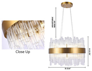 Matte Gold Chandelier With Glass Rods