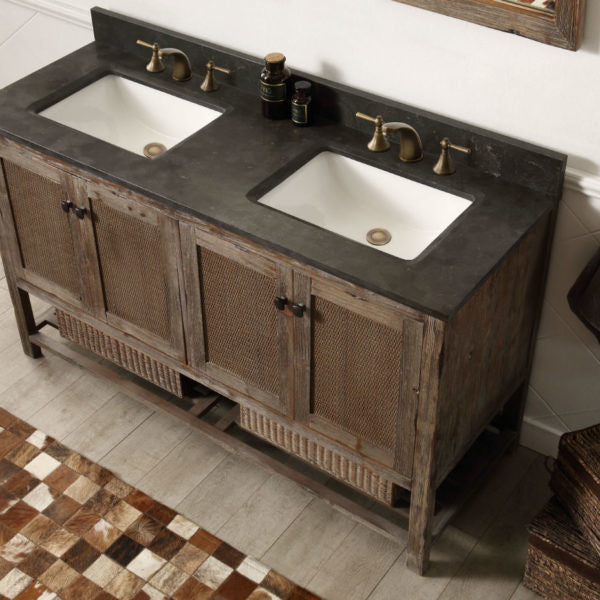 Legion Furniture Double Sink Vanity, Rustic Brown, 60"