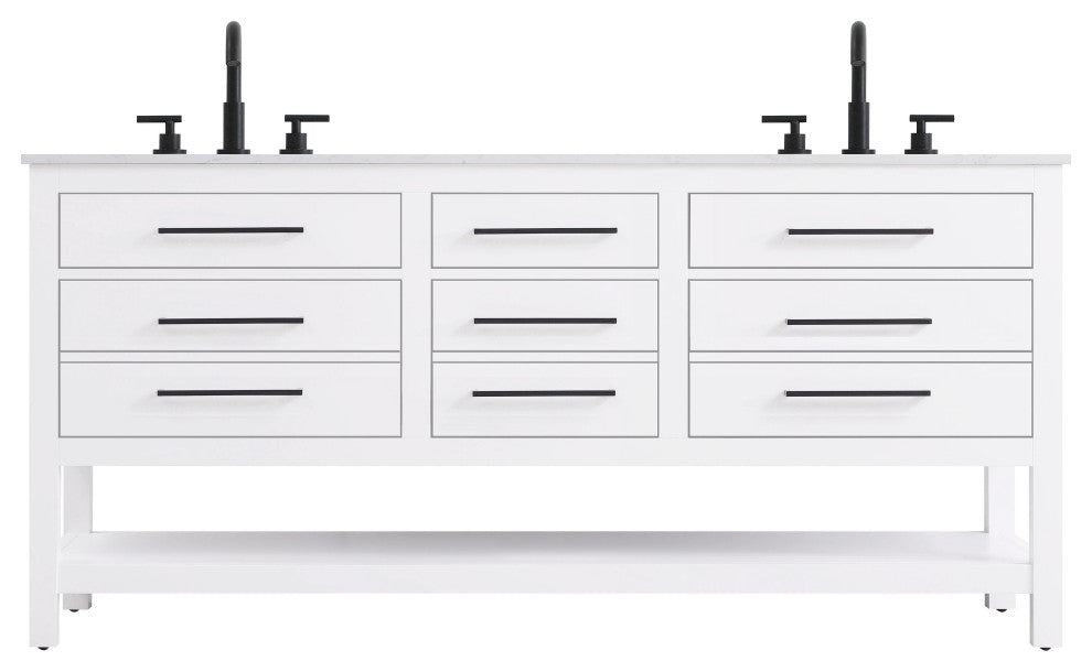 Home Living 72" Double Bathroom Vanity, White