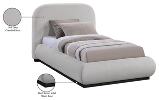 Vaughn Bed, Gray, Twin, Chenille Fabric, Black Finish
