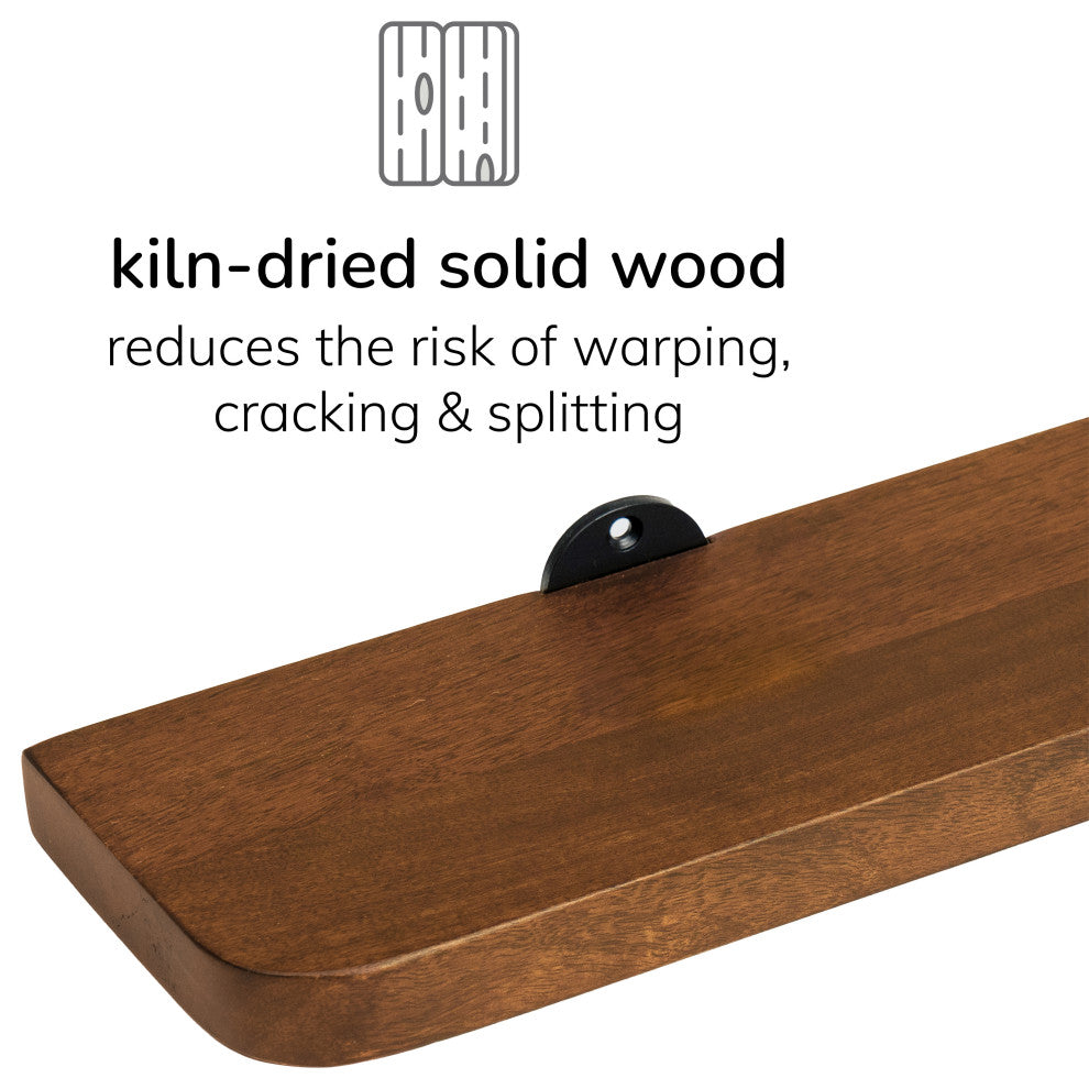 Dale Set of 4 Wall Mounted Shelves, Walnut