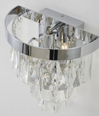 1-Light Chrome Wall Sconce With Clear Crystals