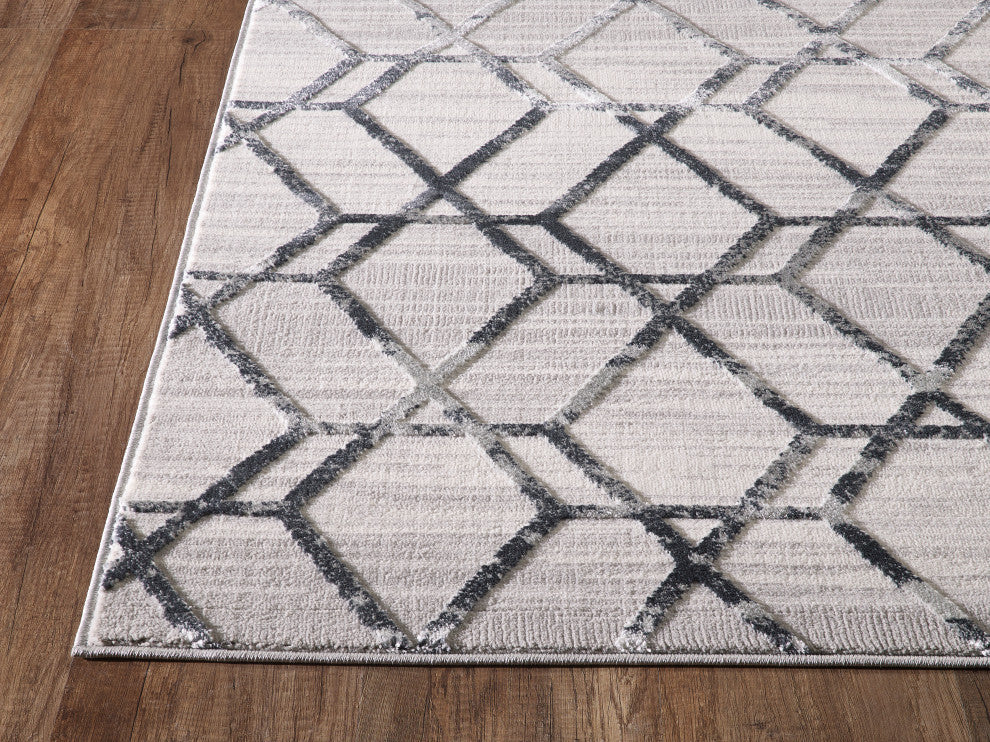 Abani Nova Nov120A Grey Silver Distressed Geometric Area Rug