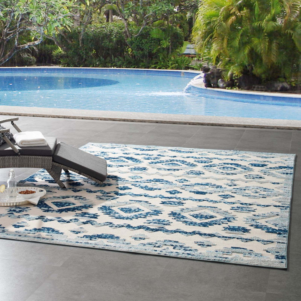 Contemporary Abstract Diamond Moroccan Trellis 8x10 Indoor and Outdoor Area Rug