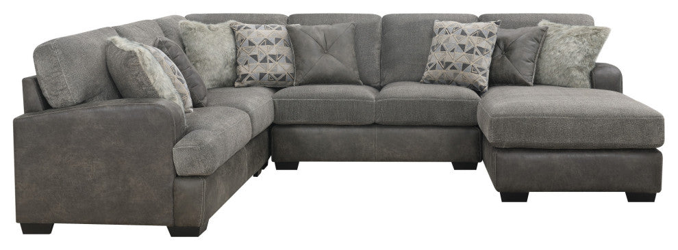 Melissa Sectional Chofa, Gray Herringbone