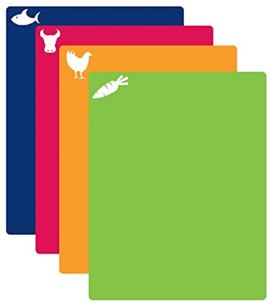 Flexible Cutting Mat with Food Icons 4-piece Set