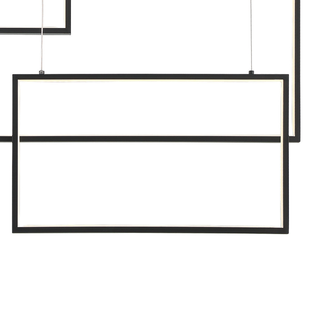 3-Light Unique Geometric LED Chandelier, Black