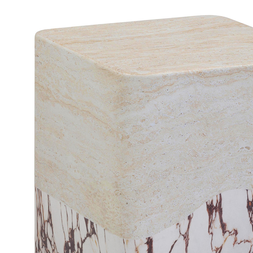 Brut Travertine & Breccia Concrete Indoor/Outdoor Side Table